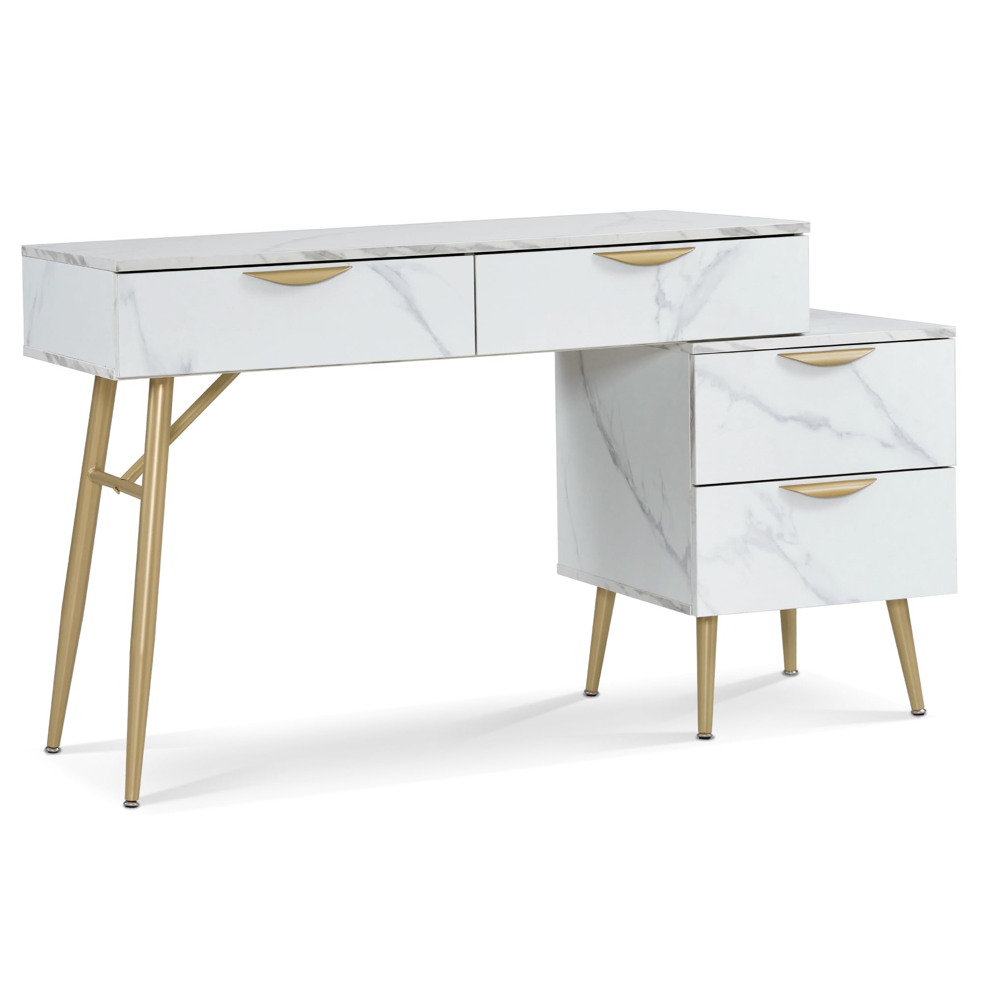 BarberPub Salon Spa Station for Hair Stylist, Barber Equipment with Metal Support Legs and Golden Handles, Wall Mount Styling Cabinet, Beauty Storage Organizer 3174 (White)