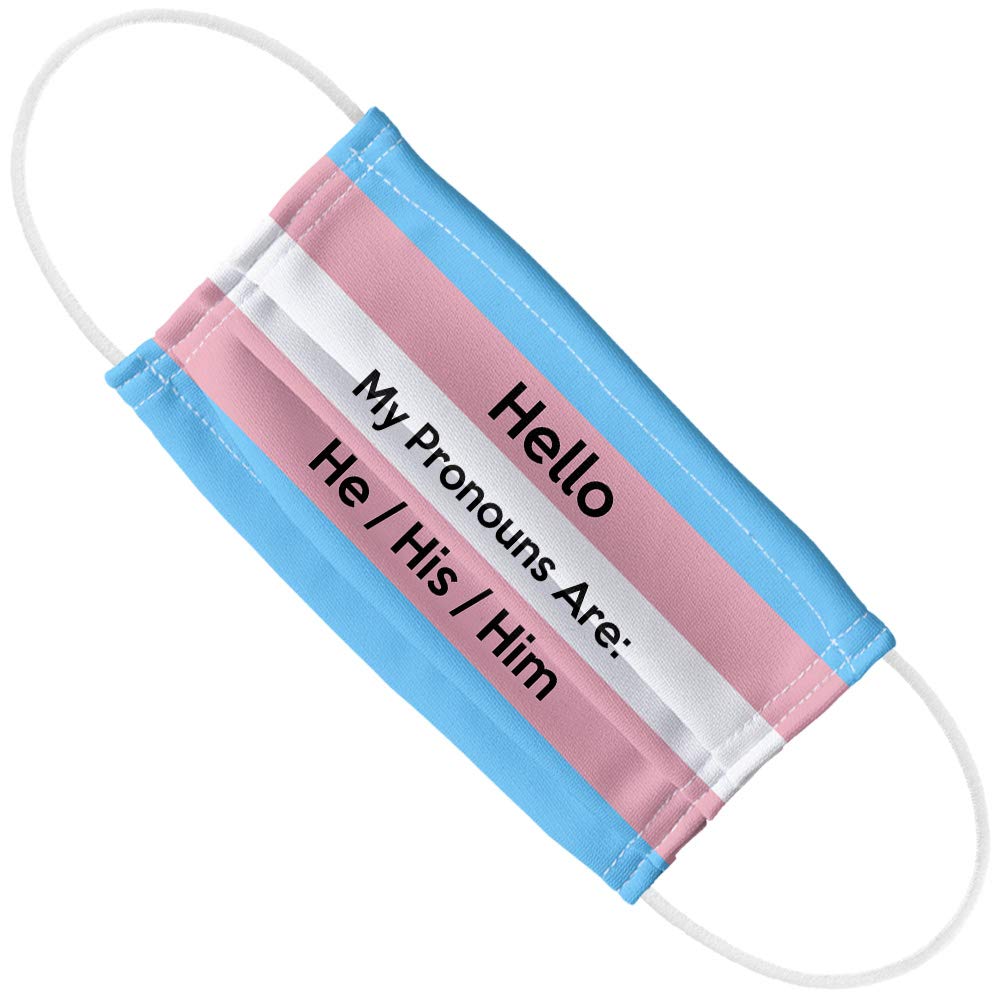 Popfunk My Pronouns Are He His Him Gender 1-Ply Reusable Face Mask Covering with Adjustable Nose Wire, Unisex