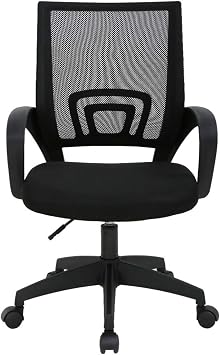 DASCK Ergonomic Office Chair   Breathable Mesh, Adjustable Height, 360  Wheels, Black Base, for Office and Home Office   Black and Black Foot