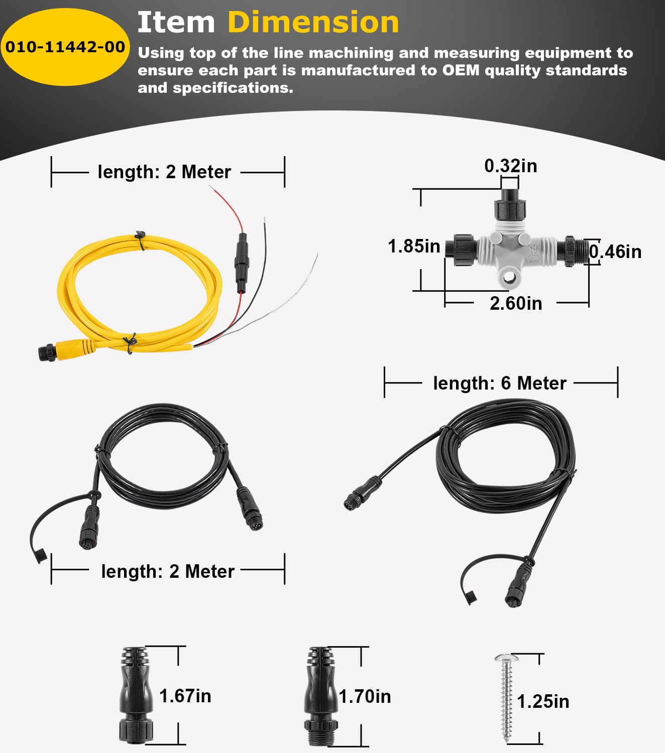 010-11442-00 NMEA 2000 Starter Kit per Garmin ECHOMAP Chirp, ECHOMAP Plus, cavo di alimentazione NMEA 2000, cavo backbone con connettore a T e terminatore maschio femmina