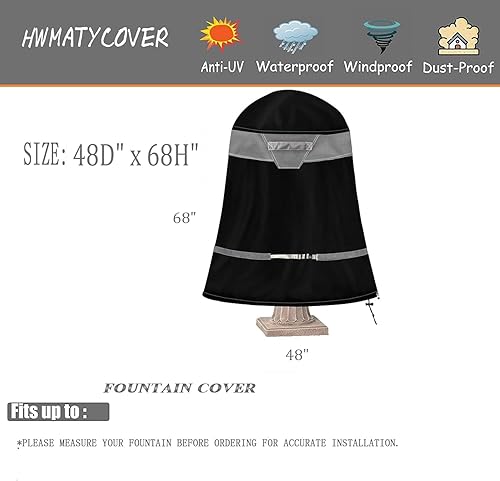 Miniatura 2 de Funda para fuente de jardín Oxford impermeable para invierno al aire libre, estatua de fuente de jardín, cubierta protectora de invierno, resistente