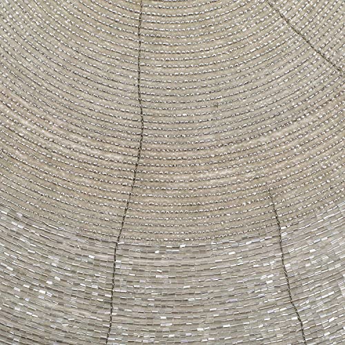 Alqmar Glass Beaded Placemats For Dining Table 14 Inches – Silver Beaded Placemats Round For Gathering Occasional Decoration And Family Parties Celebrations, Set Of 2 #TOP2