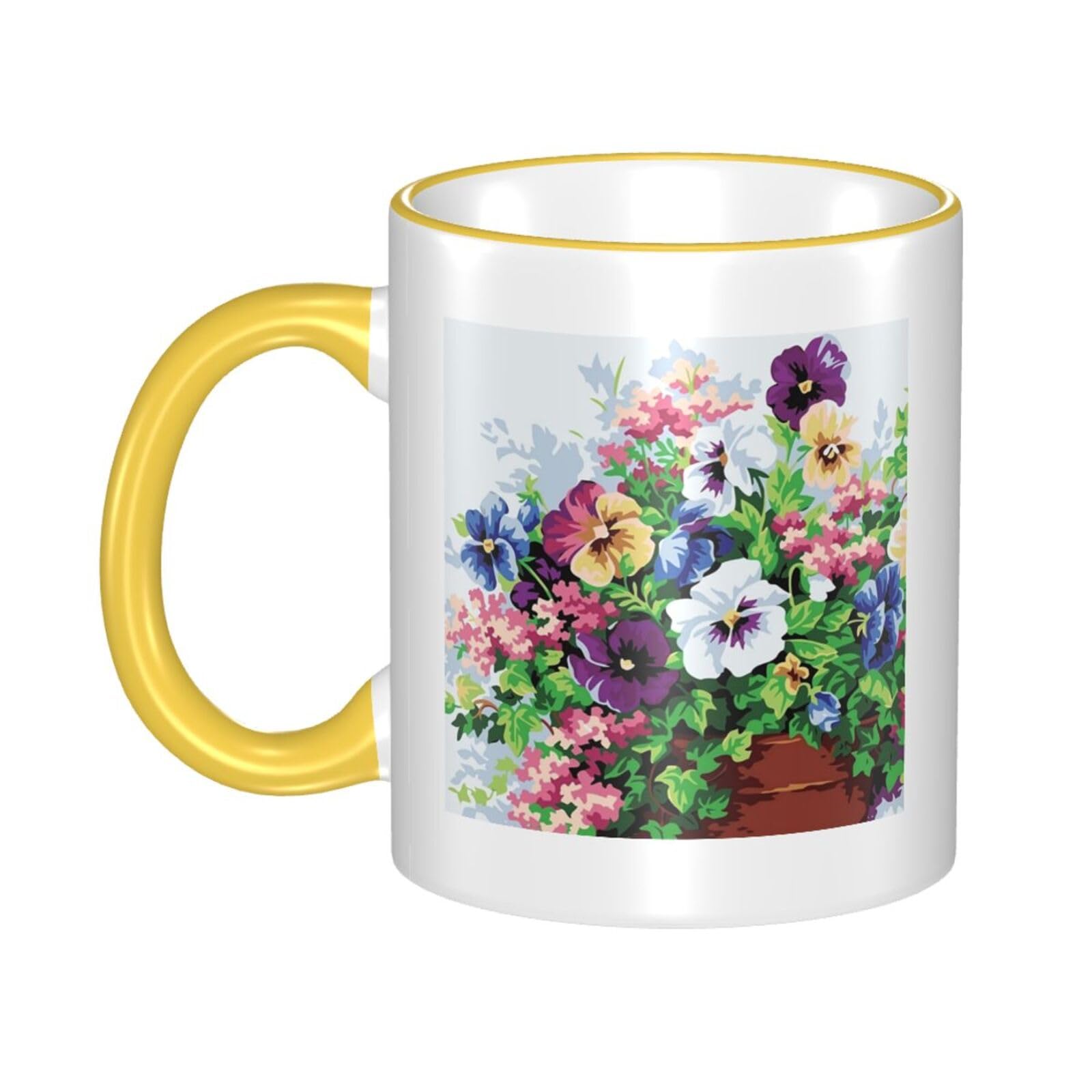 Tasses à café en céramique fleurs de pensée pour vos moments de détente au salon