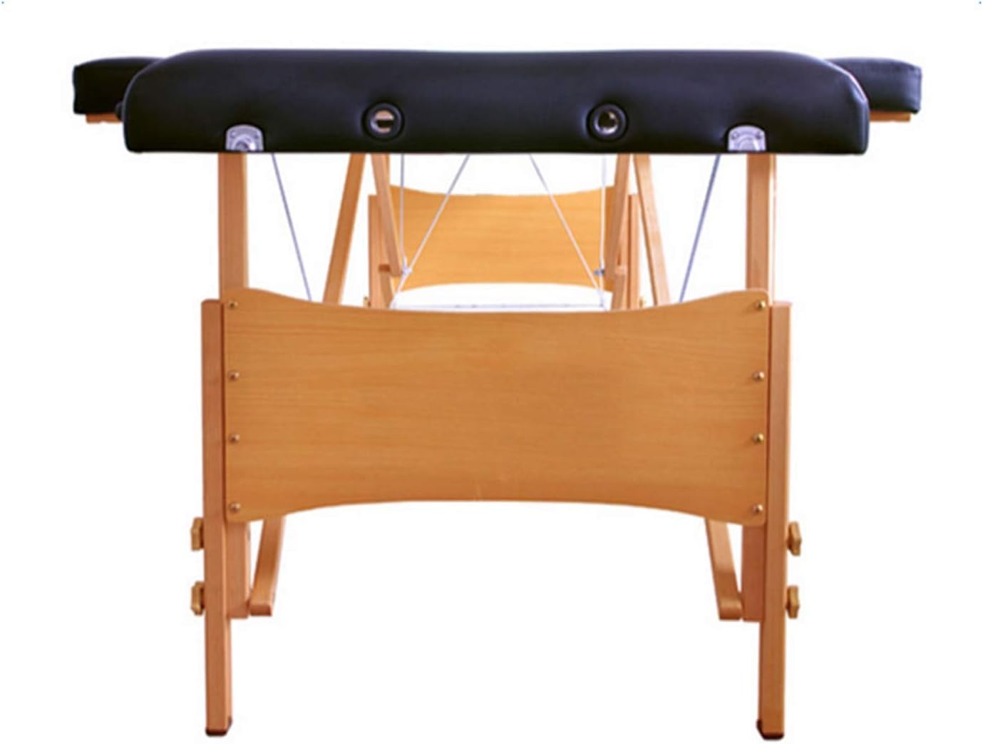 Concise & Elegant 2 Sections Folding Bodybuilding Massage Table Set With Adjustable Height, For SPA, 27.6" Wide, 84"Long, Black MITPATY