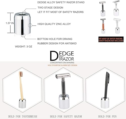 Vista 5 de DEDGE Soporte para maquinilla de afeitar de seguridad, soporte para maquinilla de afeitar de doble filo, soporte para afeitadora para accesorios