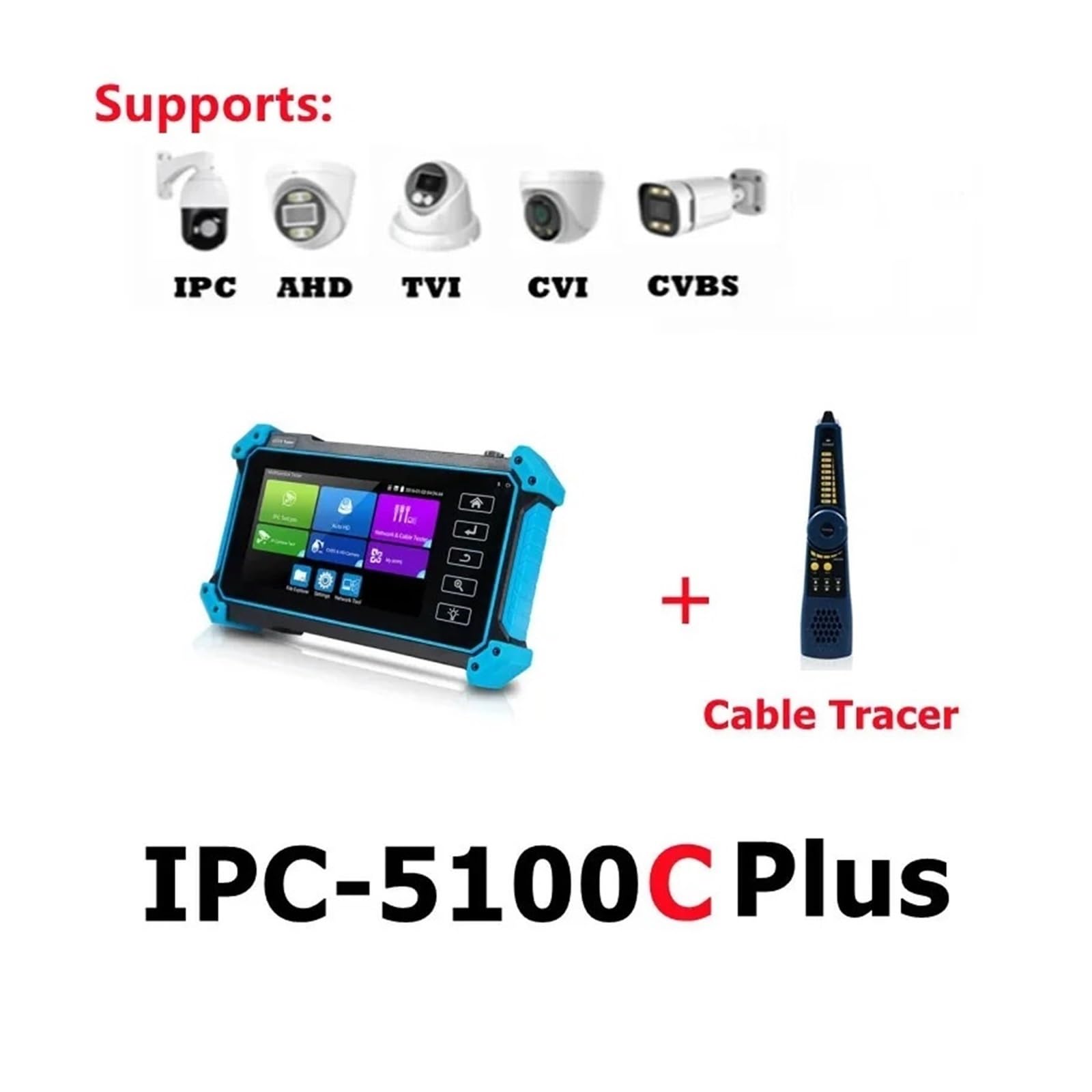 Tester CCTV, IPC5200C Tester monitora CCTV 4K | Z Tester kamery IP Analogowy tester monitoringu wideo CCTV IP PoE RJ45 Test kabla TDR do testowania kamer CCTV i IP.
