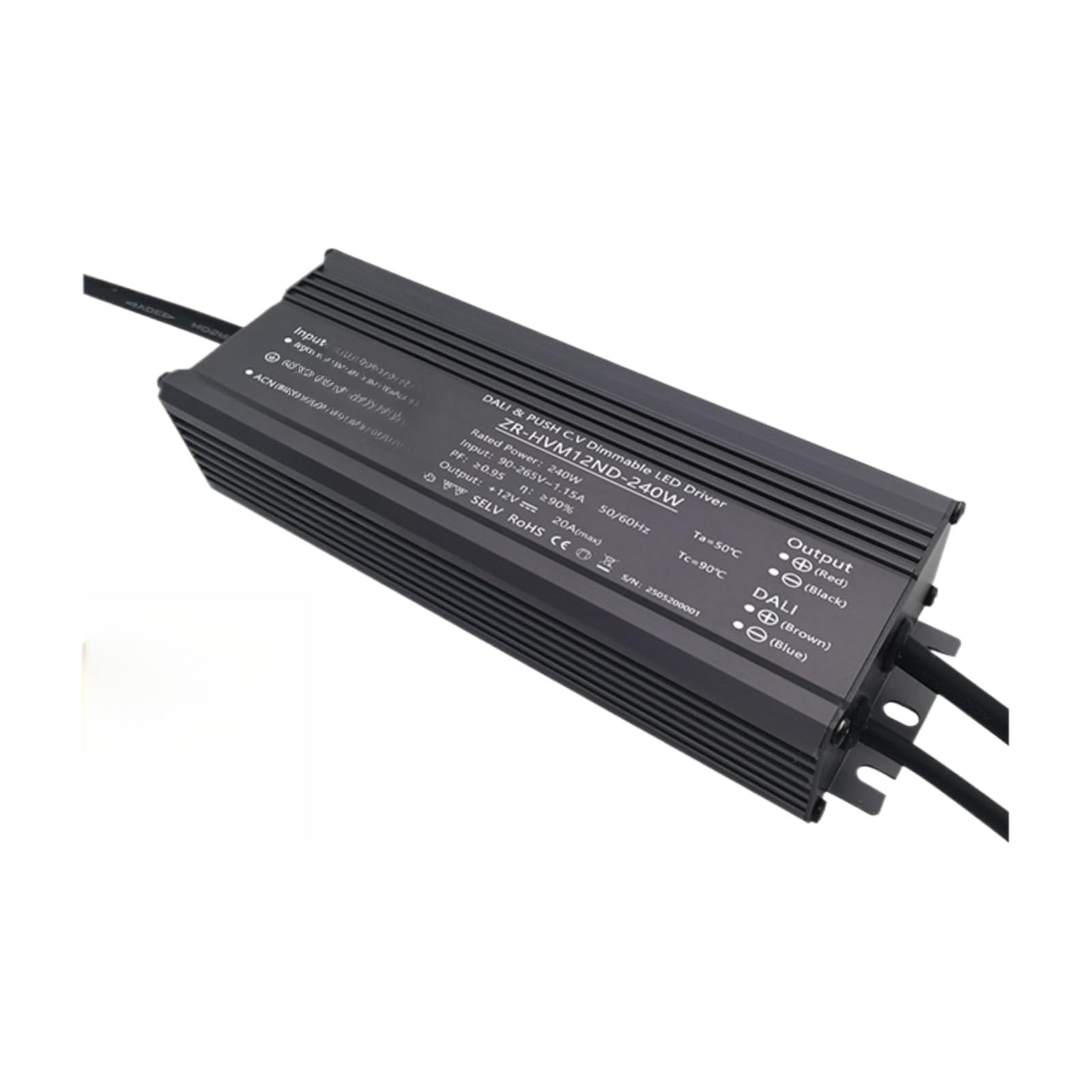 Controlador de fuente de alimentación regulable, transformador de tira de lámpara de 240W, interruptor LED de 24V(ZR-HVM12ND-240W)