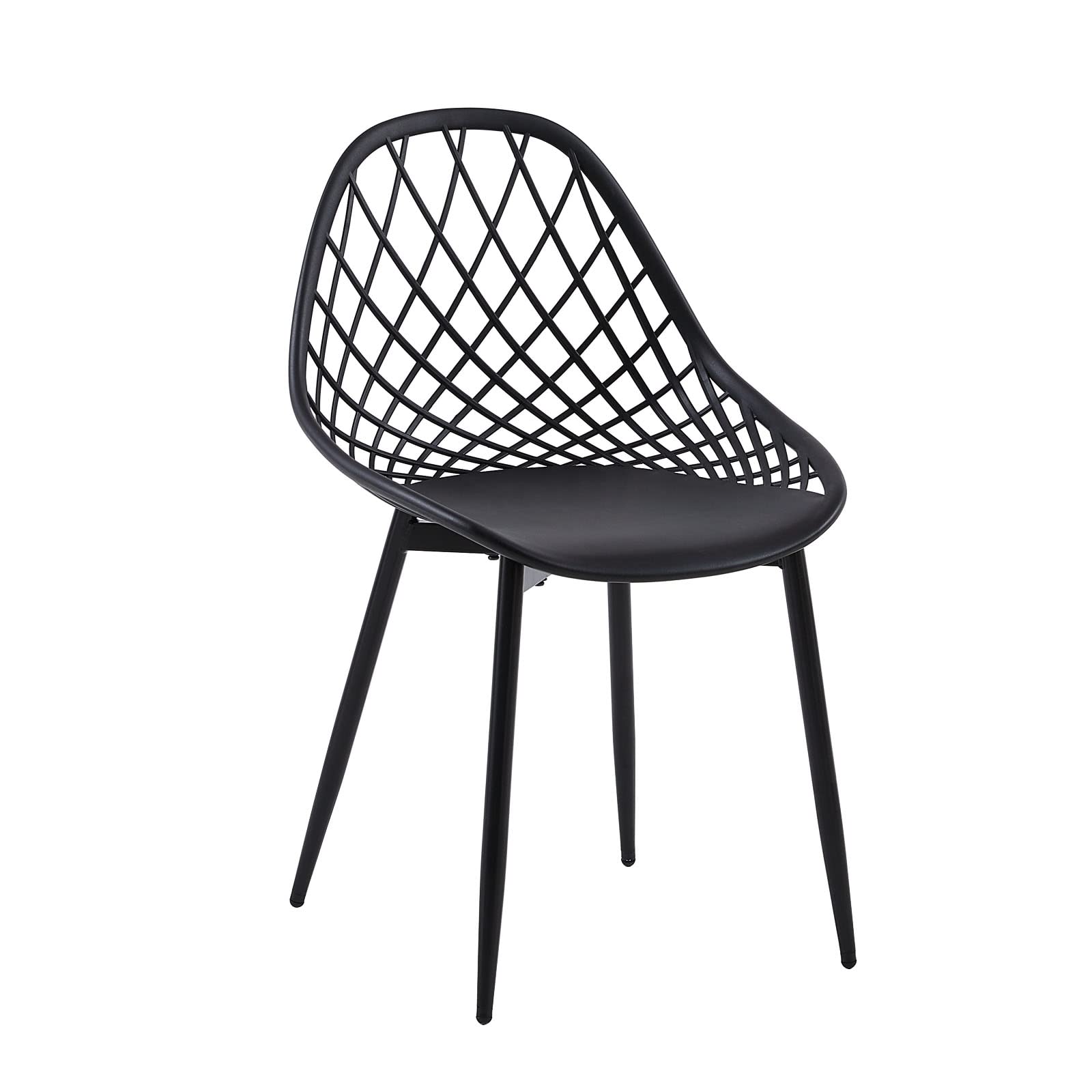 buybyroom Sillas de Comedor, Sillas Cocina Pack 6 Modernas con Patas de Metal y Respaldo Ergonómico, para Comedor,Cocina, Reuniones, Salon, Recepción, Negras
