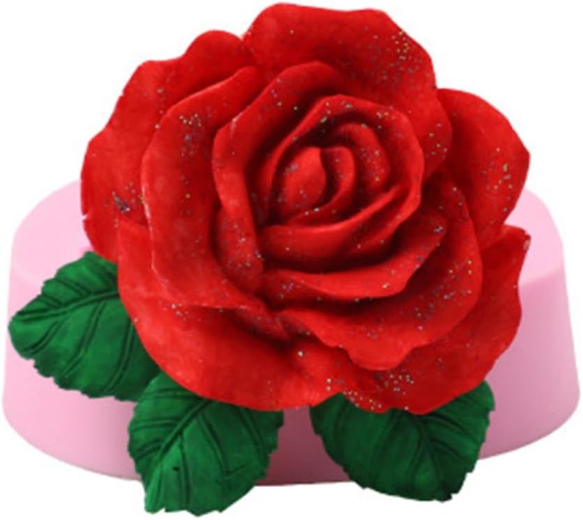 BeeSpring 3D Big Rose Flower Cake Mold Silicone Fondant Chocolate Mould Baking Decorating, Resistant Low and High Temperature, Easy to Use and Clean