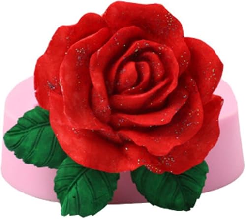 BeeSpring Molde de silicona para pastel de flores de rosas grandes 3D, molde de chocolate para hornear, resistente a bajas y altas temperaturas,