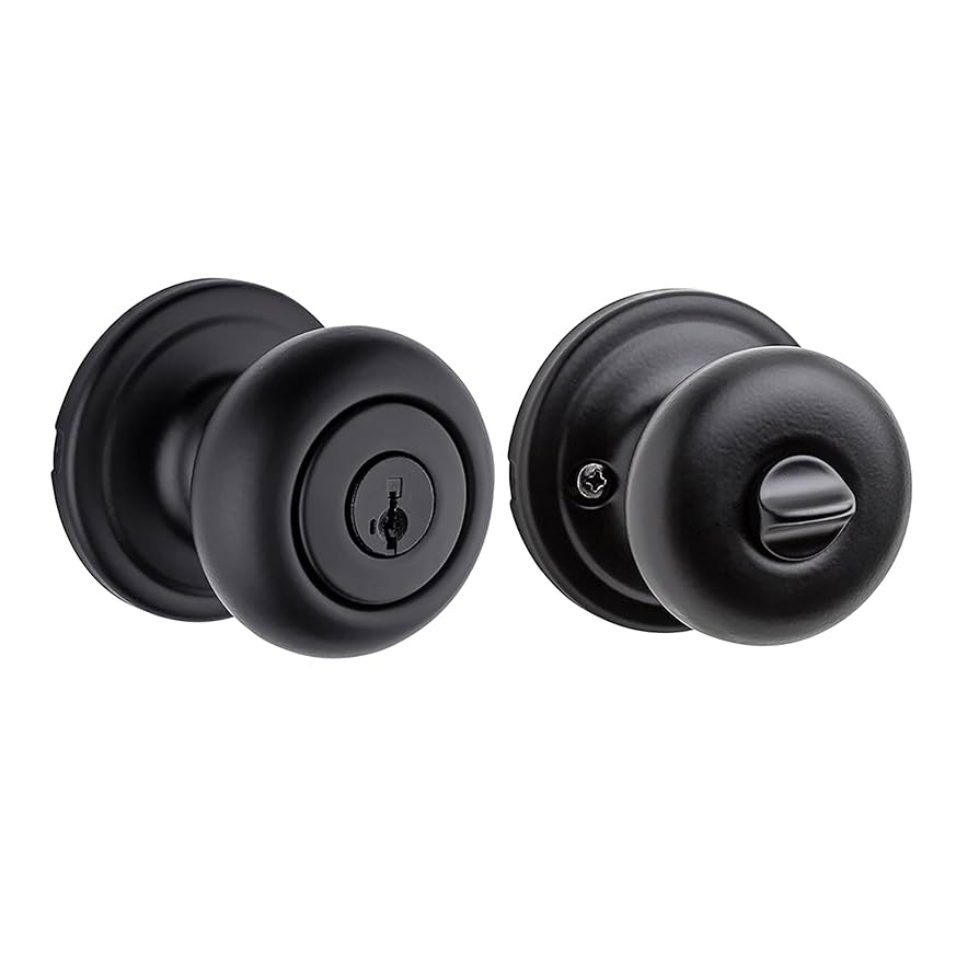 nocco　BLK 38 PT Kwikset Hancock Entry Door Knob with Lock and Key, Secure