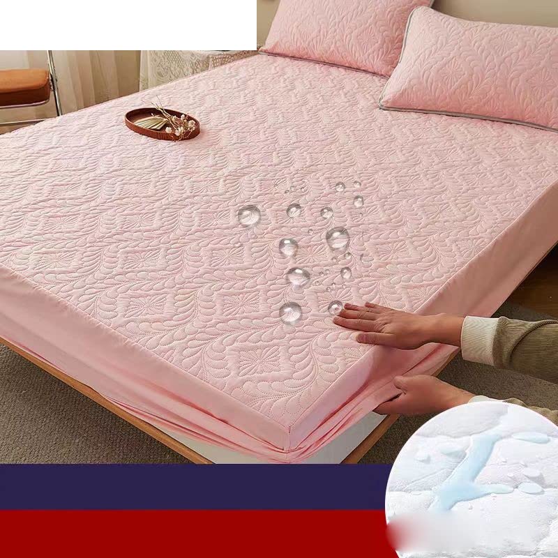 1 Uds Protector de colchón King Acolchado en Relieve sábana Bajera Impermeable Cubierta de Cama tamaño King sábana Transpirable Suave Cubierta de colchón-Gris Claro, 120x200x30cm 3 Piezas