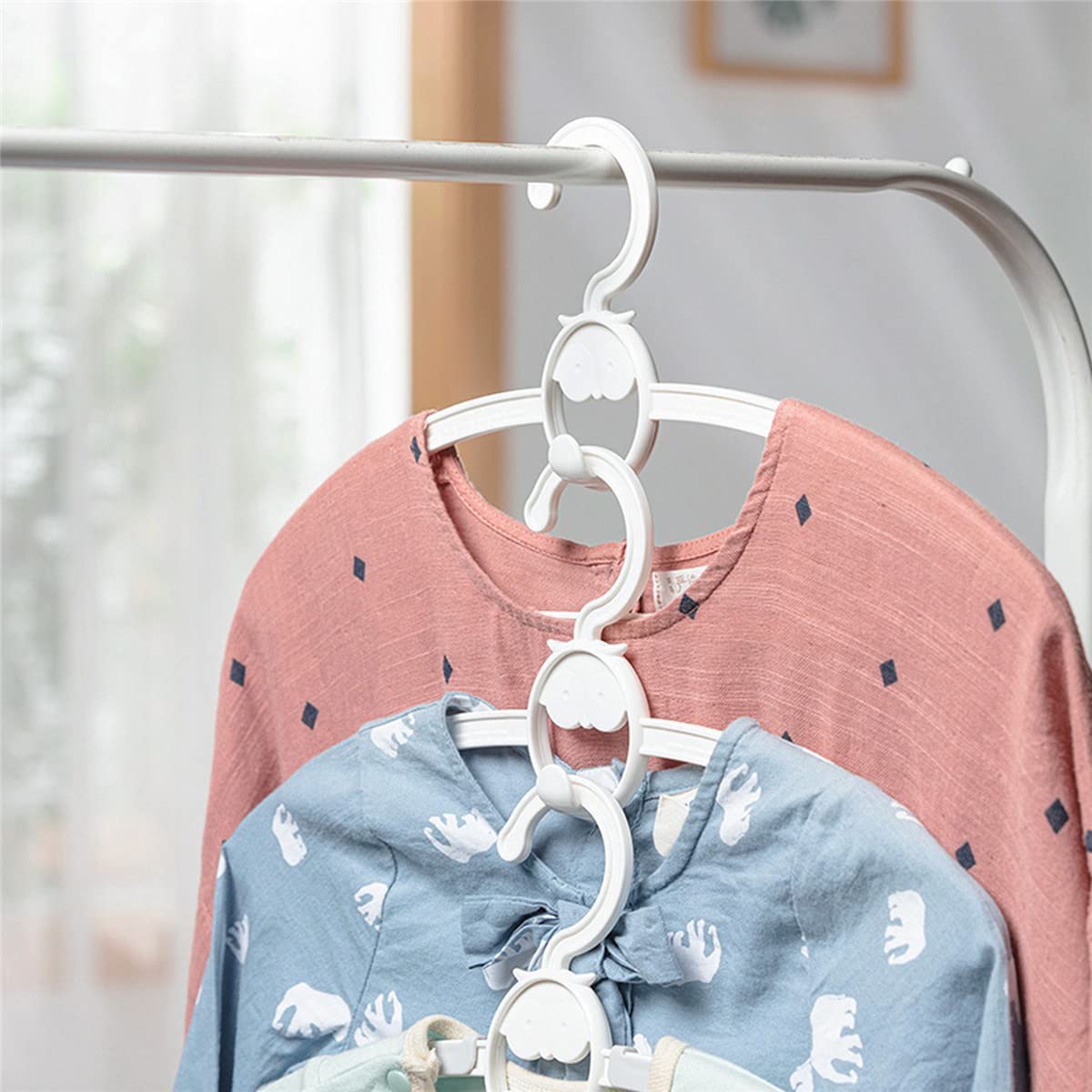 Spesh Lot de 20 Cintres Bebe 29.5-39cm Cintre Extensible pour Enfants Cintres Peu Encombrants avec Crochets Empilables pour Les Bébés à L'adolescent (Rose)