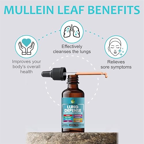 Miniatura 3 de LUNG DEFENSE - Mezcla de extracto de hierbas 8 en 1 (Mullein, malvavisco, OSHA, cereza silvestre, saúco, yerba santa, hoja de olivo, ACV) Limpieza