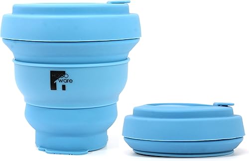 HOGOWARE Taza de café de viaje plegable, vaso aislado con tapa de silicona reutilizable para llevar, plegable, de silicona caliente, agua fría y