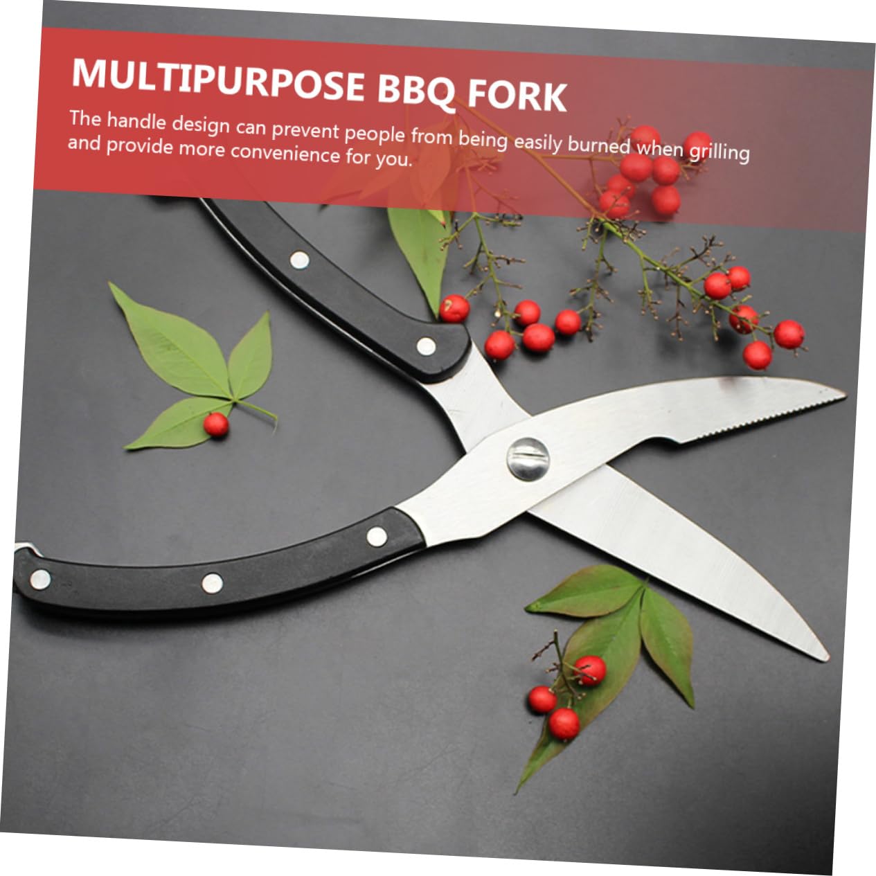 Hemobllo Forchetta Per Barbecue Kit Utensili Bastoncini Per Arrostire Forchette Professionali Per Carne Trinciapollo e Forbici Da Cucina Multifunzione
