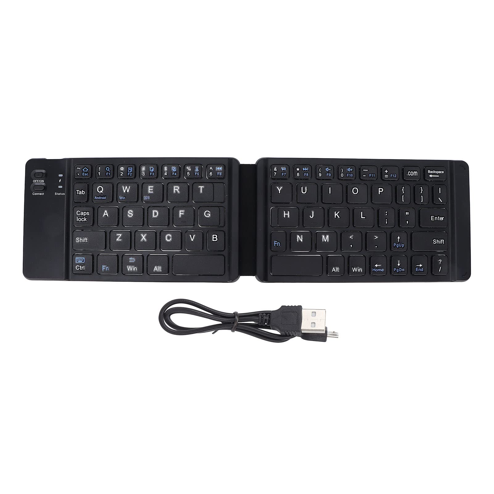 ASHATA Tastiera Bluetooth Portatile Tasti Silenziosi Tastiera Wireless Pieghevole Leggera per IOS/per Android/per Tablet PC Phone(Nero)