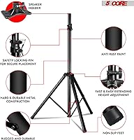 Vista 8 de 5 Core Soporte de altavoz trípode resistente ajustable para escenarios PA DJ y eventos de altura telescópica de hasta 72 ″ Montaje universal