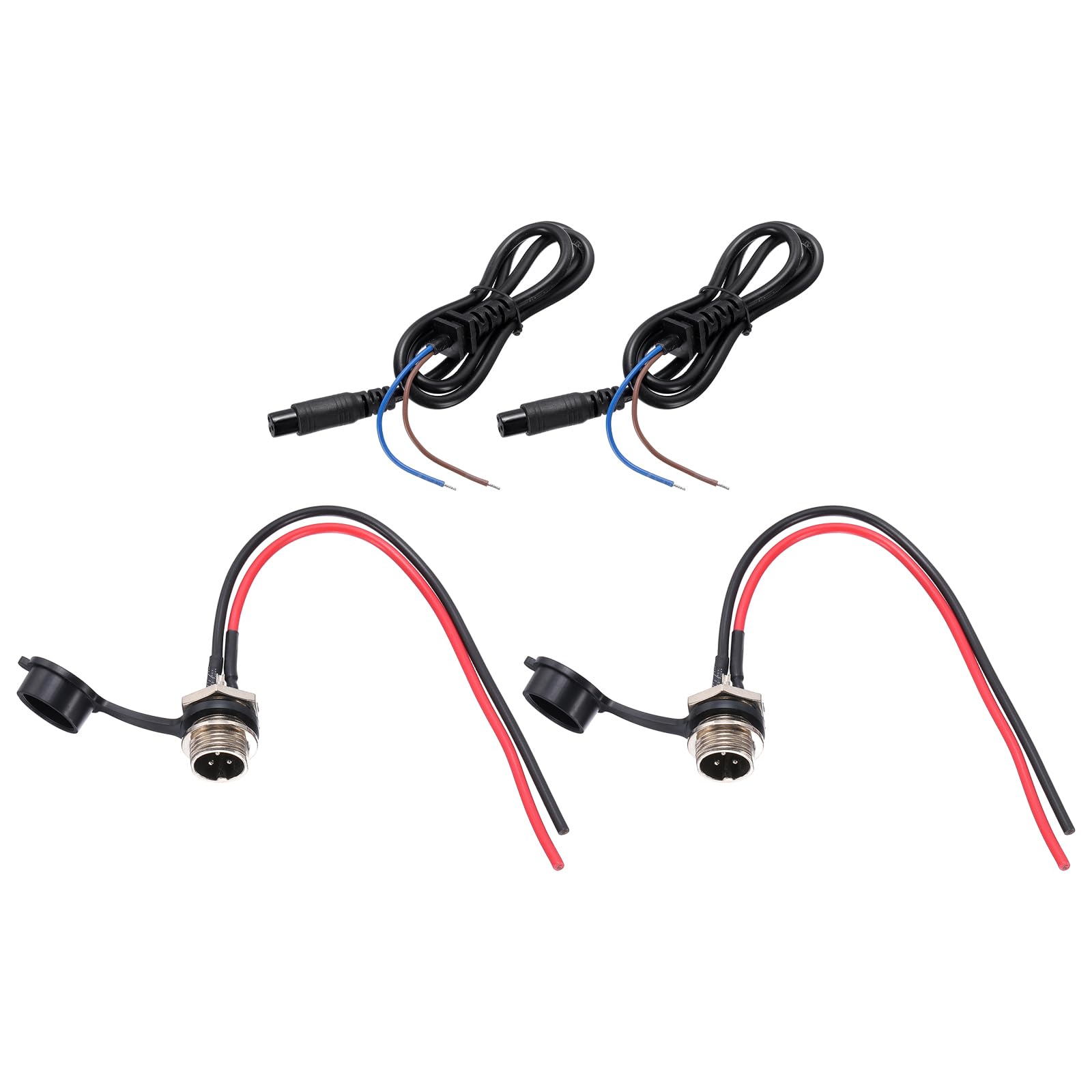 sourcing map 2 Pcs 3 Pin Electric Scooter Charging Port, Aviation Head Electric Scooter Charger Port with Bare Wire Charging Cable Waterproof Cover for E-Scooter Battery, 6.3 Inch