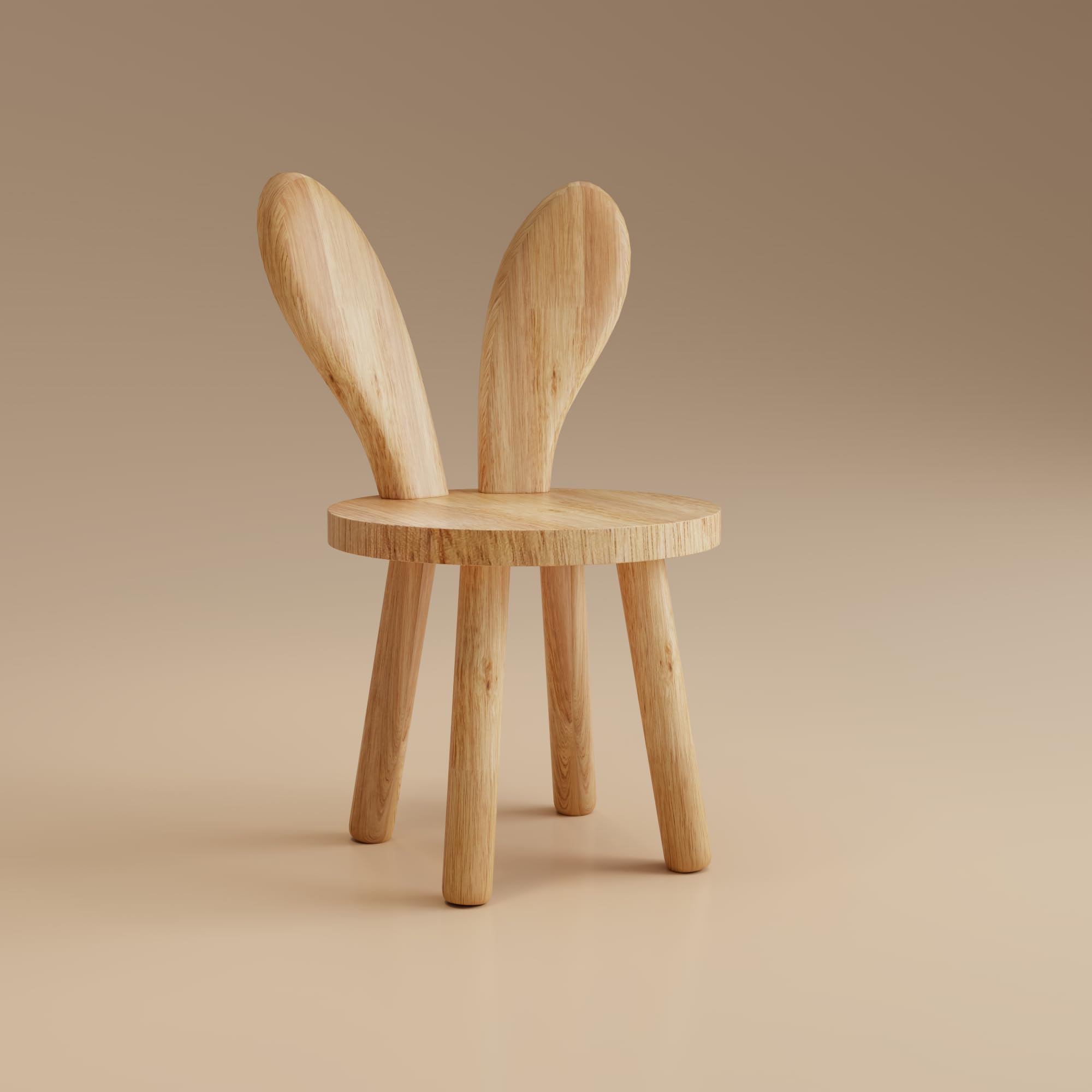 Silla de conejo de madera maciza, bonita silla multifuncional de madera de goma resistente para sala de estar, dormitorio, sala de juegos, fácil montaje, diseño cómodo y seguro (sin pelo, 2