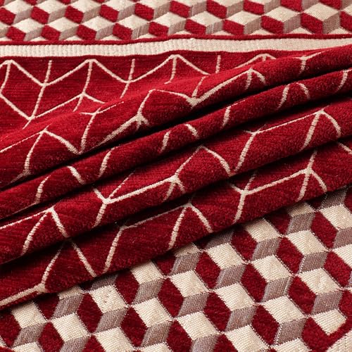 Image of Premium Chenille Woven Anti-Slip 2 Seater Sofa Cover with Arm Rest | L-Shape Sofa Seat Protector for Living Room | Durable & Stylish Slipcover - Maroon - 3D