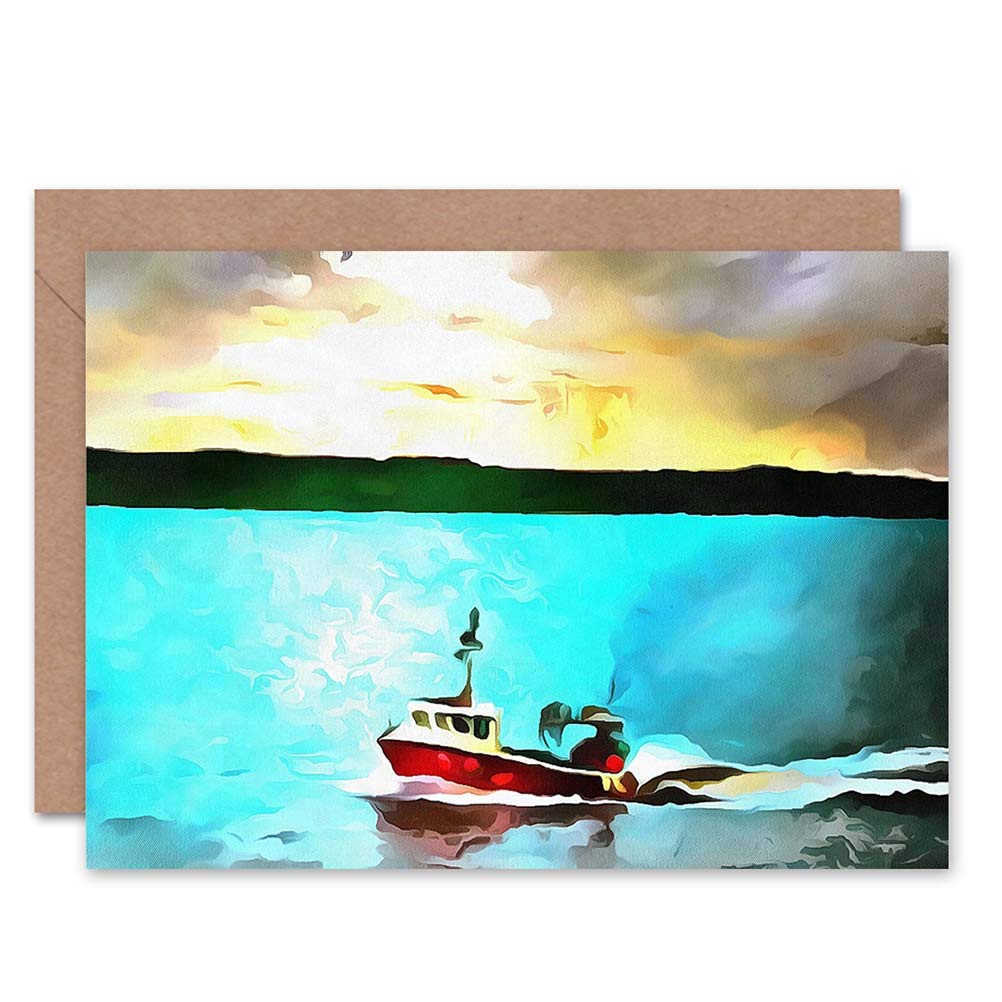 Wee Blue Coo NEWHAVEN HARBOUR EDINBURGH BIRTHDAY GIFT BLANK GREETINGS CARD