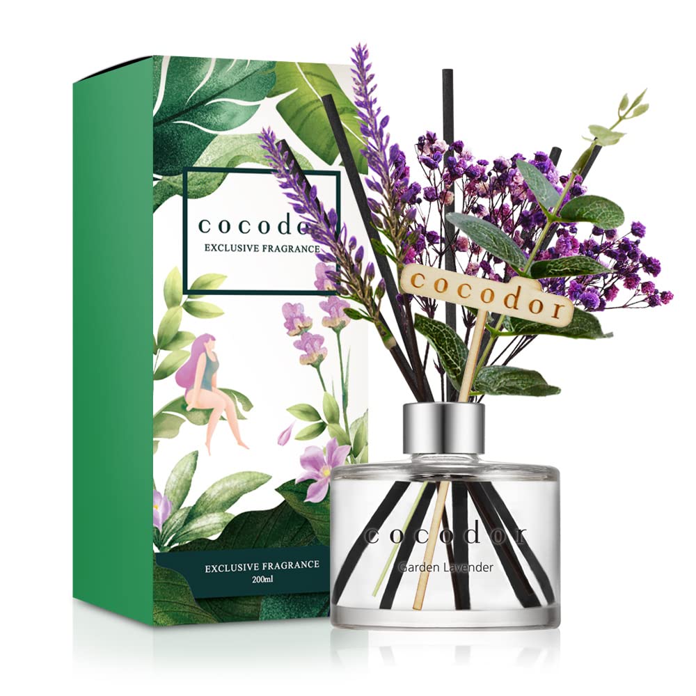 COCODOR Lavander Reed Diffuser Set / 200ml / Lemon Eucalyptus/Scent Diffuser with Sticks Home Fragrance