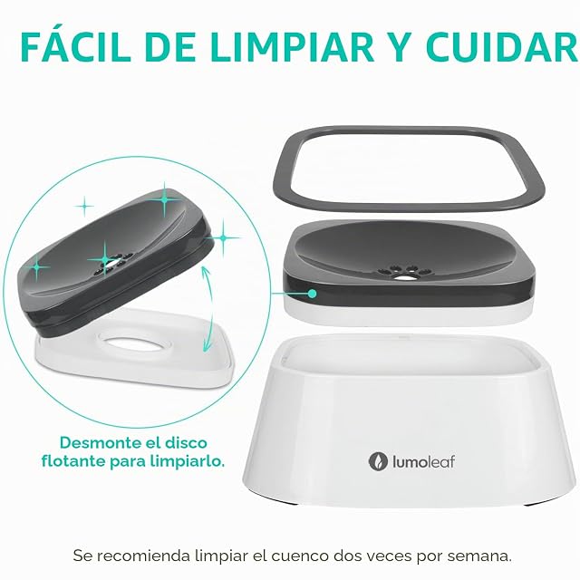 Foto 3 de 7 de LumoLeaf - Cuenco de Agua para Perros (1 L, antisalpicaduras, antifugas, dispensador de Agua para Gatos…
