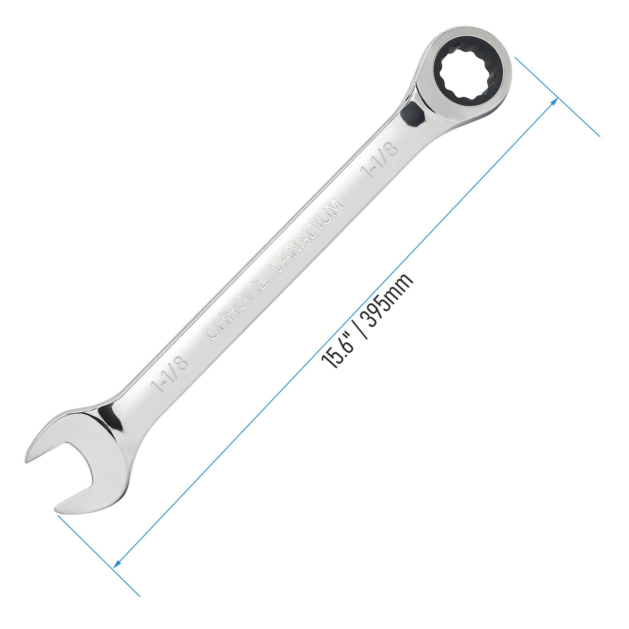 FOCMKEAS 1-1/8 Inch Ratcheting Combination Wrench SAE 72 Teeth 12 Point Ratchet Box Ended and Open End Spanner Tools for Tight Space Heat-Treated CR-V - Image 2