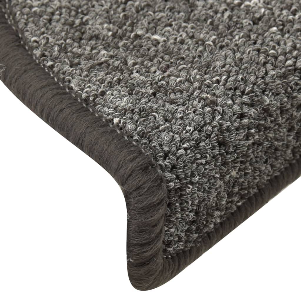Lot de 15 tapis d'escalier semi-circulaires - Gris foncé - 56 x 17 x 3 cm - Antidérapant - Avec protection contre les marches et les rayures - Pour escaliers en bois, pierre, escaliers