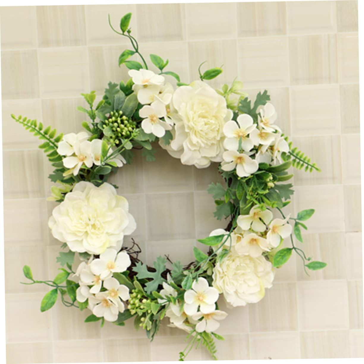 ABOOFAN 2stücke Künstlicher Camellia Blütenkranz Dekorativer Und Türschmuck Für Hochzeit Zuhause Feste Pflegeleicht Weiß Handgefertigt