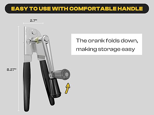 Miniatura 2 de Abrelatas resistente con imán  Abrelatas comercial manual para personas mayores, de mano, hoja afilada, borde liso, perilla plegable para un fácil