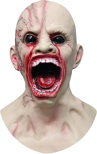 Máscara de zombi de terror, máscara realista de terror, accesorios de cosplay de Halloween, accesorios espeluznantes para fiesta de máscaras,