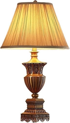 Lámpara de escritorio de 27.95 pulgadas, lámpara de mesa de lujo, lámpara de mesa de metal para dormitorio, sala de estar, oficina, lámpara