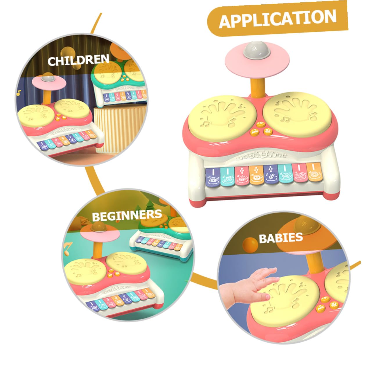 Gatuida Juguete Musical para Multifu Ncional Batería de Percusión Rosa sin Pilas, Instrumento Educativo Sensorial para Bebés y Principiantes, Mejora Coordinación Ojo-Mano y Destreza