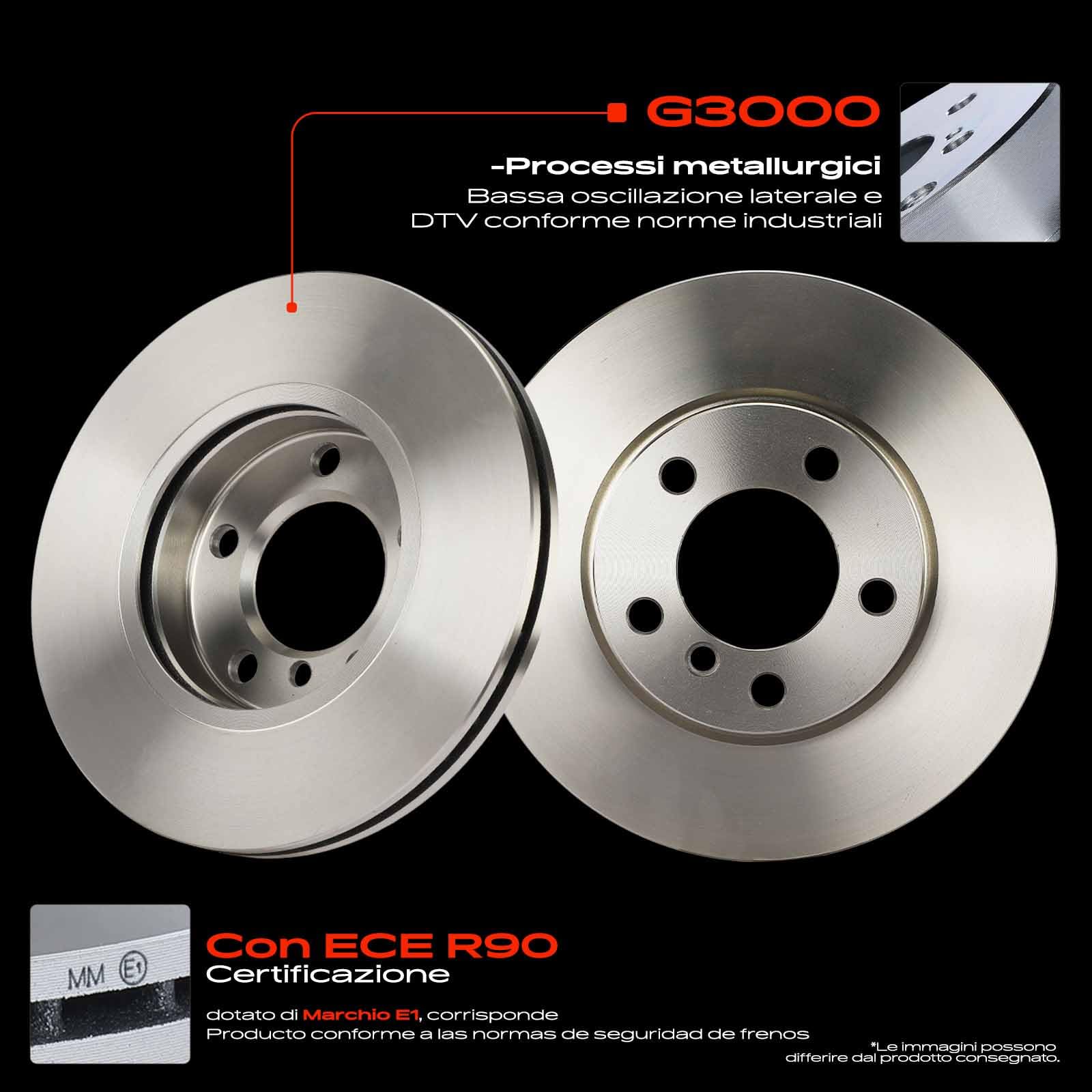 Frankberg Set freni incl. 2x Dischi Freno + 4x Pastiglie dei Freni Anteriore Compatibile con M.i.n.i Countryman R60 M.i.n.i Paceman R61 Replace# 34119804735,34116770251