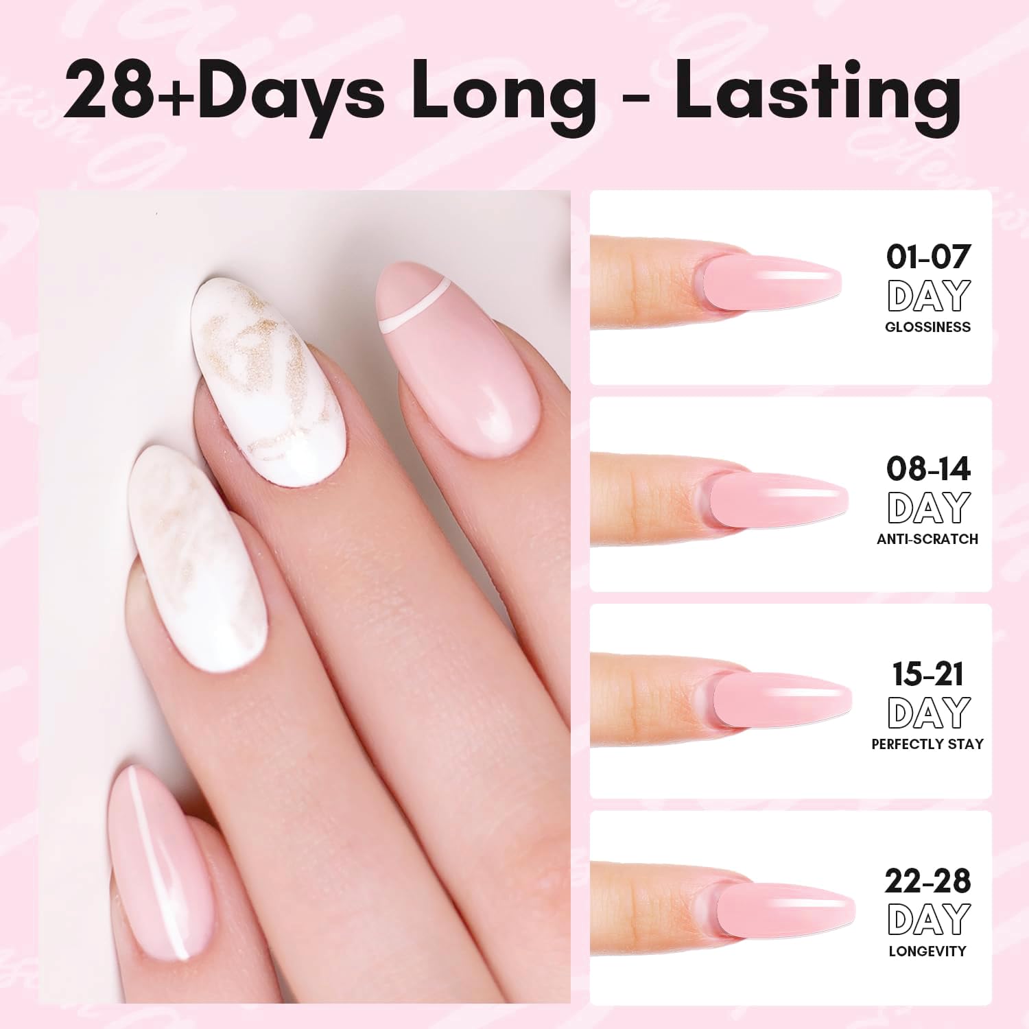 SEVEN STROKES Poly Nail Gel: 30ML Strong Builder for Nails, Color for Extension, Multifunctional Strengthener Hard Gels, Long-Lasting, Easy-to-go Manicure Supplies for DIY at Home Salon-VIP (PINK + NUDE) - Image 4 thumbnail