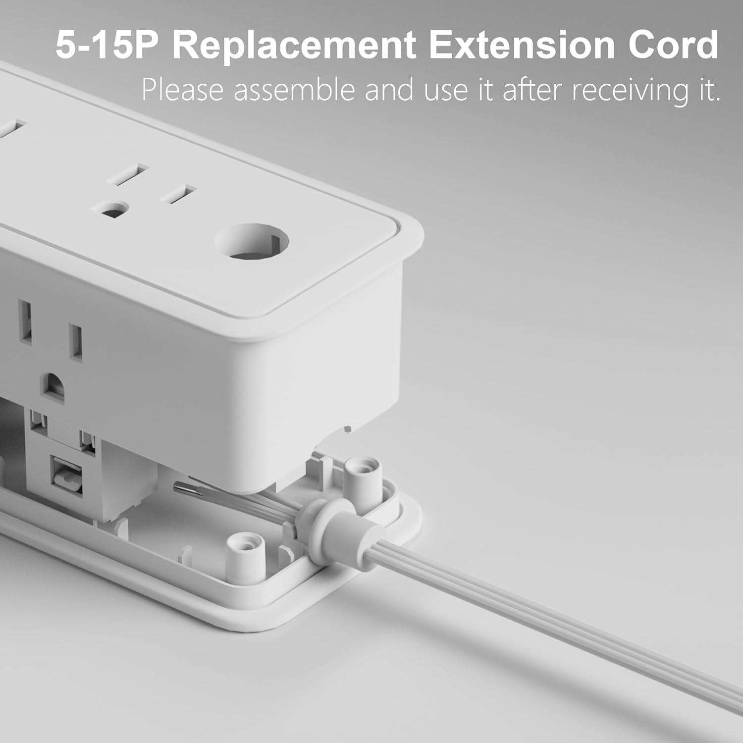 HUANCHAIN Flat Plug Replacement Power Cord 5ft 2 Pack 18/3 White, Replacement Plug 3 Prong Grounded Low Profile Extension Cord Flexible for Universal AC Appliance, 10A 1250W 125V 18AWG SJTW, ETL