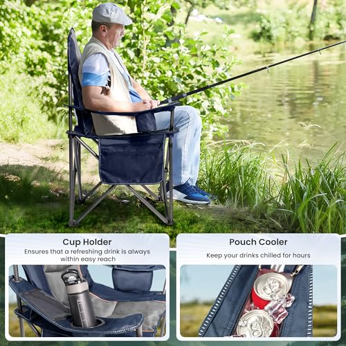 Foristrail Oversized Camping Chair Heavy Duty 500LB - Portable Folding Chair with Cooler Bag, Cup Holder & Waterproof Phone Case for Adults, Beach, Hiking, Backyard の商品画像 4