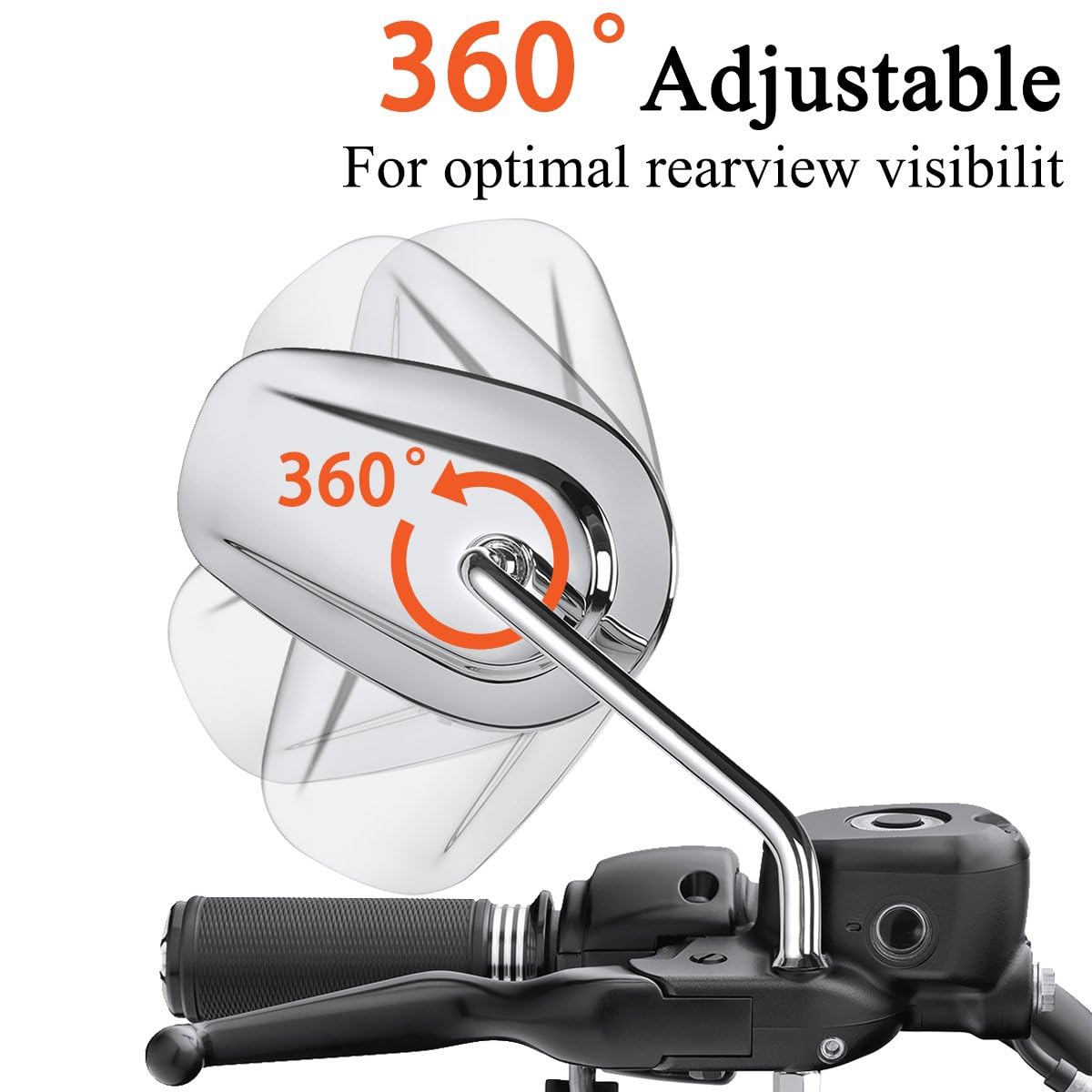 Specchietto retrovisore con filettatura 5/16 24 UNF, universale per Harley CVO Touring Softail Dyna Sportster XL 883 1200 Electra Glide Road Glide 1984-2025,cromato #2
