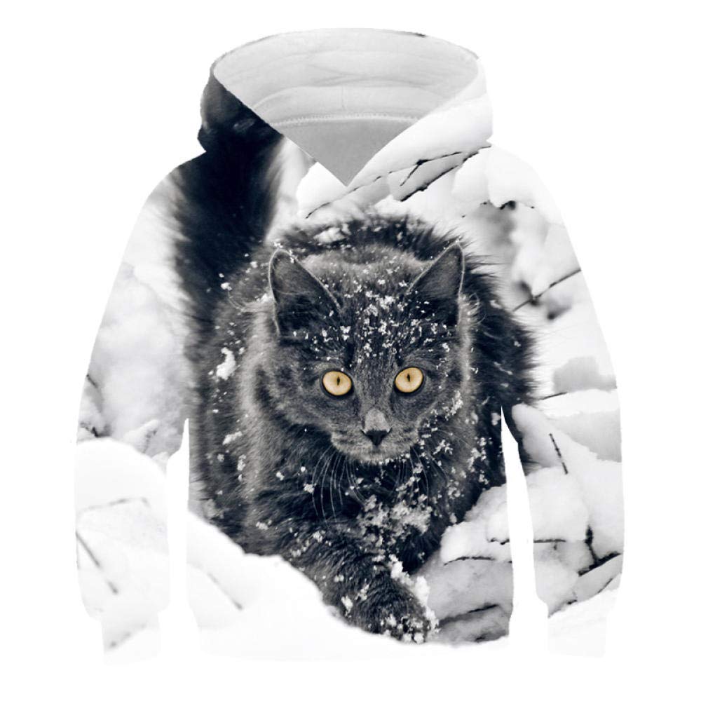 3D Bambini Felpa con Cappuccio,Autunno 3D Gatto Felpe con Cappuccio per Bambini Animali Divertenti Ragazzi E Ragazze Vestiti Felpa A Maniche Lunghe Comode Magliette Anime