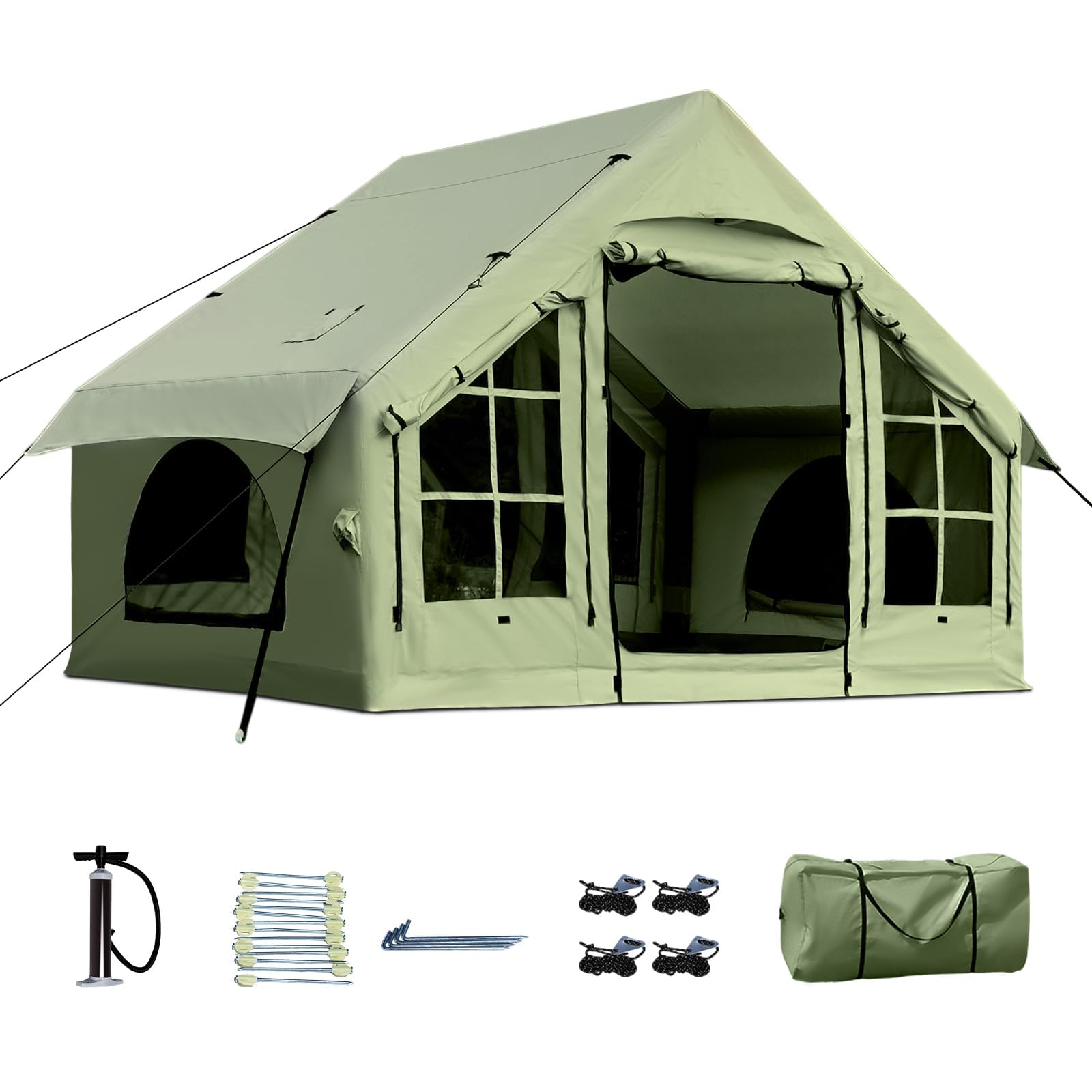 KNUO Large Inflatable Camping Tent with Rain Cover