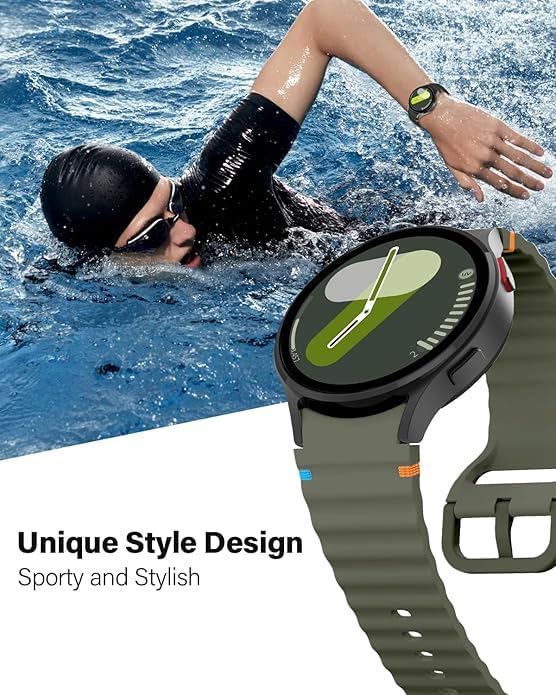 Image of WRIGSS Silicone Strap Compatible with Samsung Galaxy Watch 7 6 5 4 FE Original Style Wavy Smart Watch Straps For Men Women, 40mm 44mm Standard & Classic