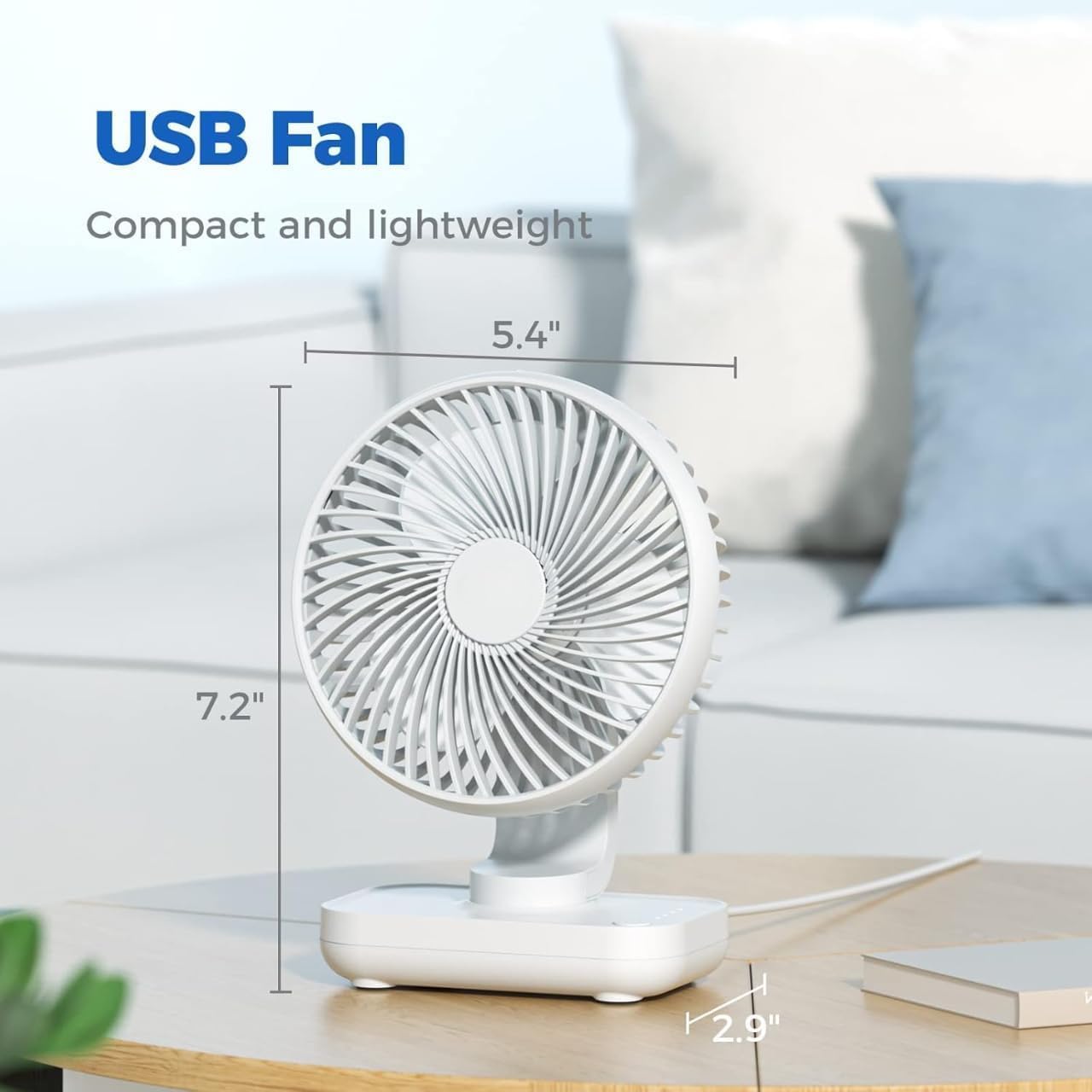 GoXteam 4 Inch Small USB Desk Fan, Mini Quiet Fan With Metal Construction & Strong Airflow & 180°Adjustable Tilt Angle, Personal Cooling Fan For Desktop Office (Green - View #2