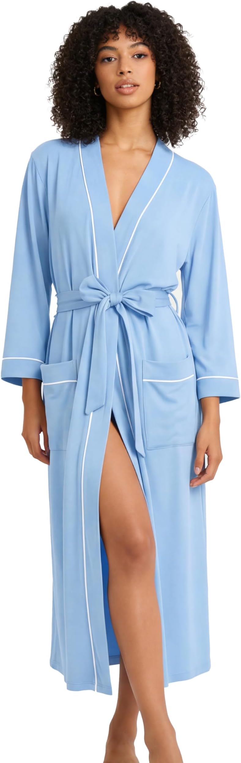 HEARTNICE Womens Cotton Robe, Soft Kimono Spa Knit Long Bathrobe Lightweight Loungewear