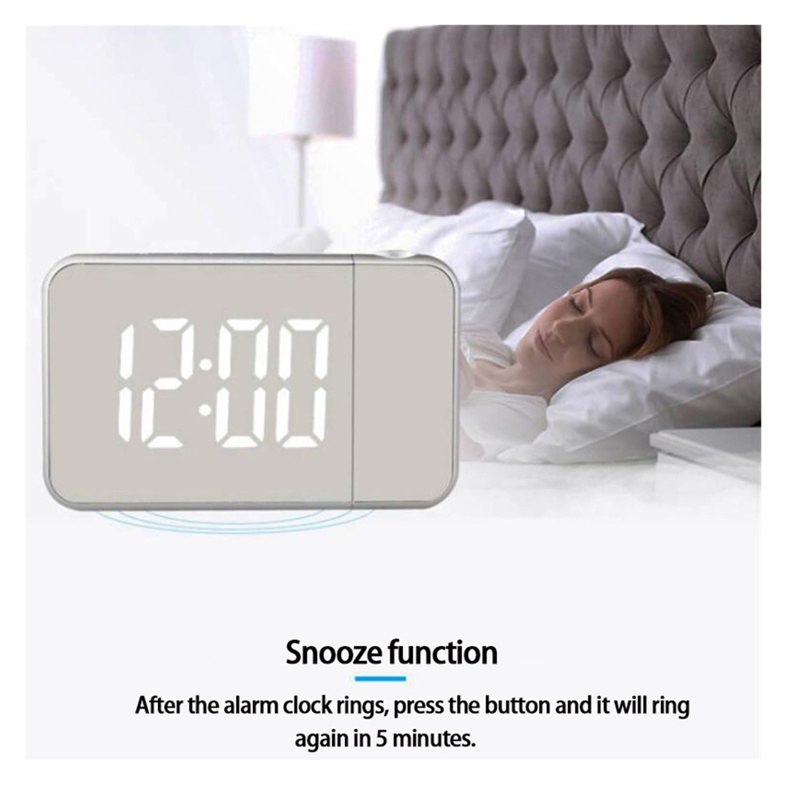 180 ° Drehung LED Digital Projektion Wecker USB Elektronische Decke Projektor for Schlafzimmer Nachttisch Desktop Uhr Klare Projektion(B-Green)