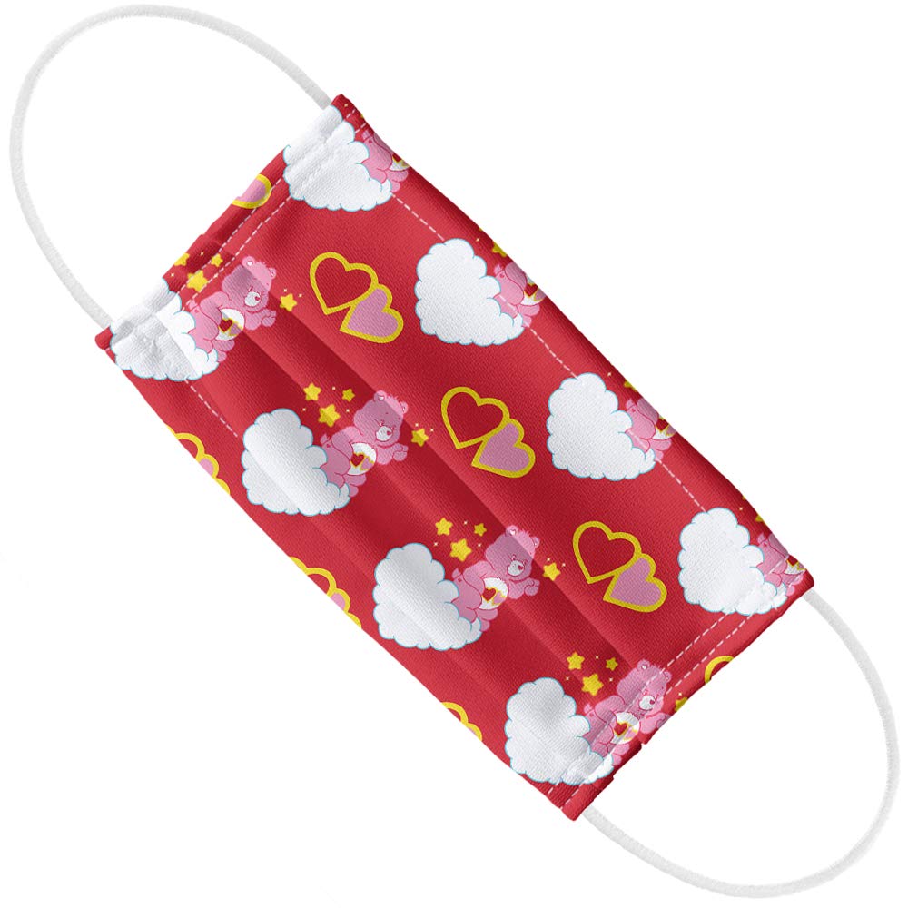 Popfunk Care Bears Love-A-Lot Bear 1-Ply Reusable Face Mask Covering with Adjustable Nose Wire, Unisex