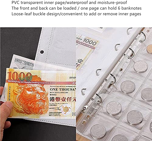 Soportes de colección de divisas y billetes, carpeta para 150 monedas de cuero Primst 6