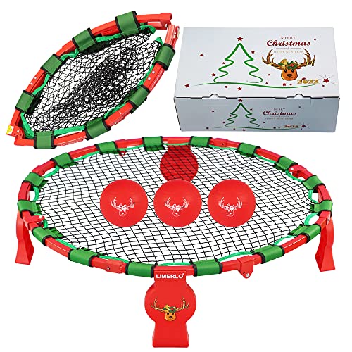 LIMERLO Foldable Spike Game Kit, Christmas Ball Game Set, Outdoor Game Set, Beach Ball Game, Fashion Mini Volleyball Game Set, Gift for Kids Teens Toddlers Girls Boys Graduation Birthday Party (red)