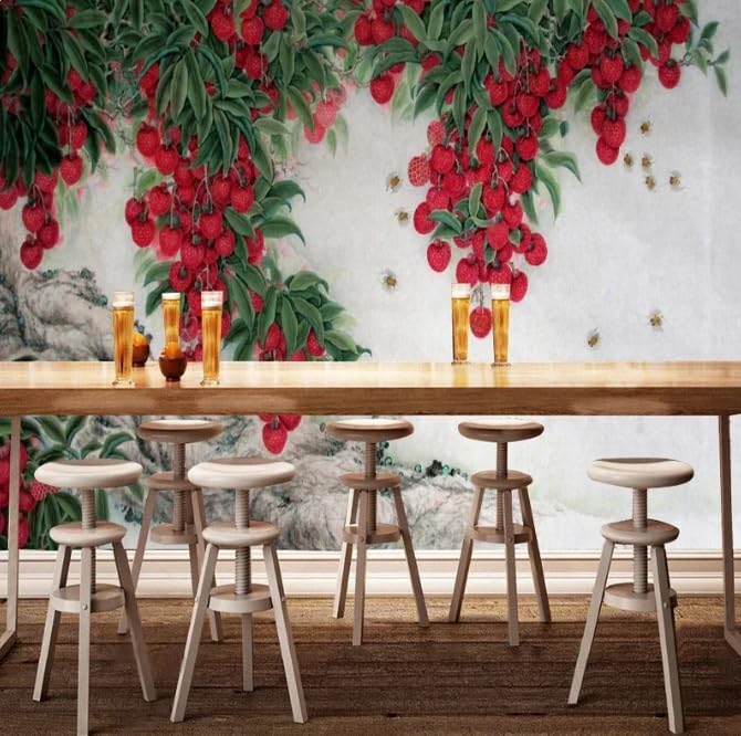 Papier peint litchi décoratif 3D grand format 250x175 cm pour habillage mural de TV